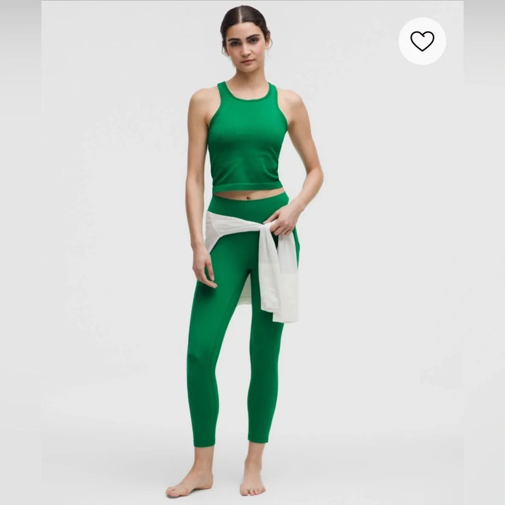 Lululemon Ebb to Street Cropped Racerback Top Size 12 Raceway Green - Picture 2 of 7